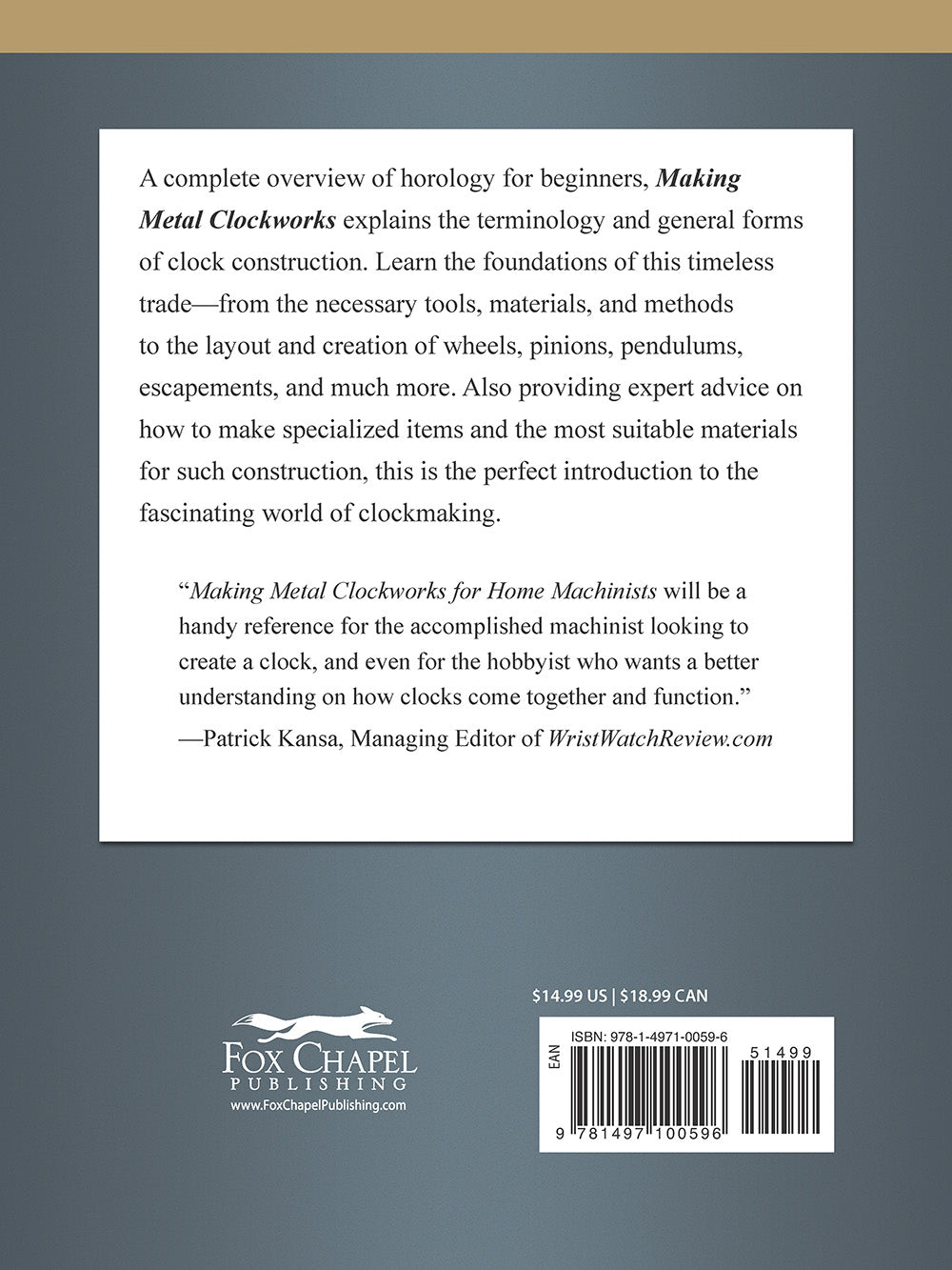 Making Metal Clockworks for Home Machinists - Fox Chapel Publishing Co.