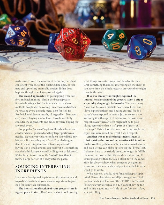 Roll for Sandwich® Cookbook for Gaming Enthusiasts and Adventurous Eaters