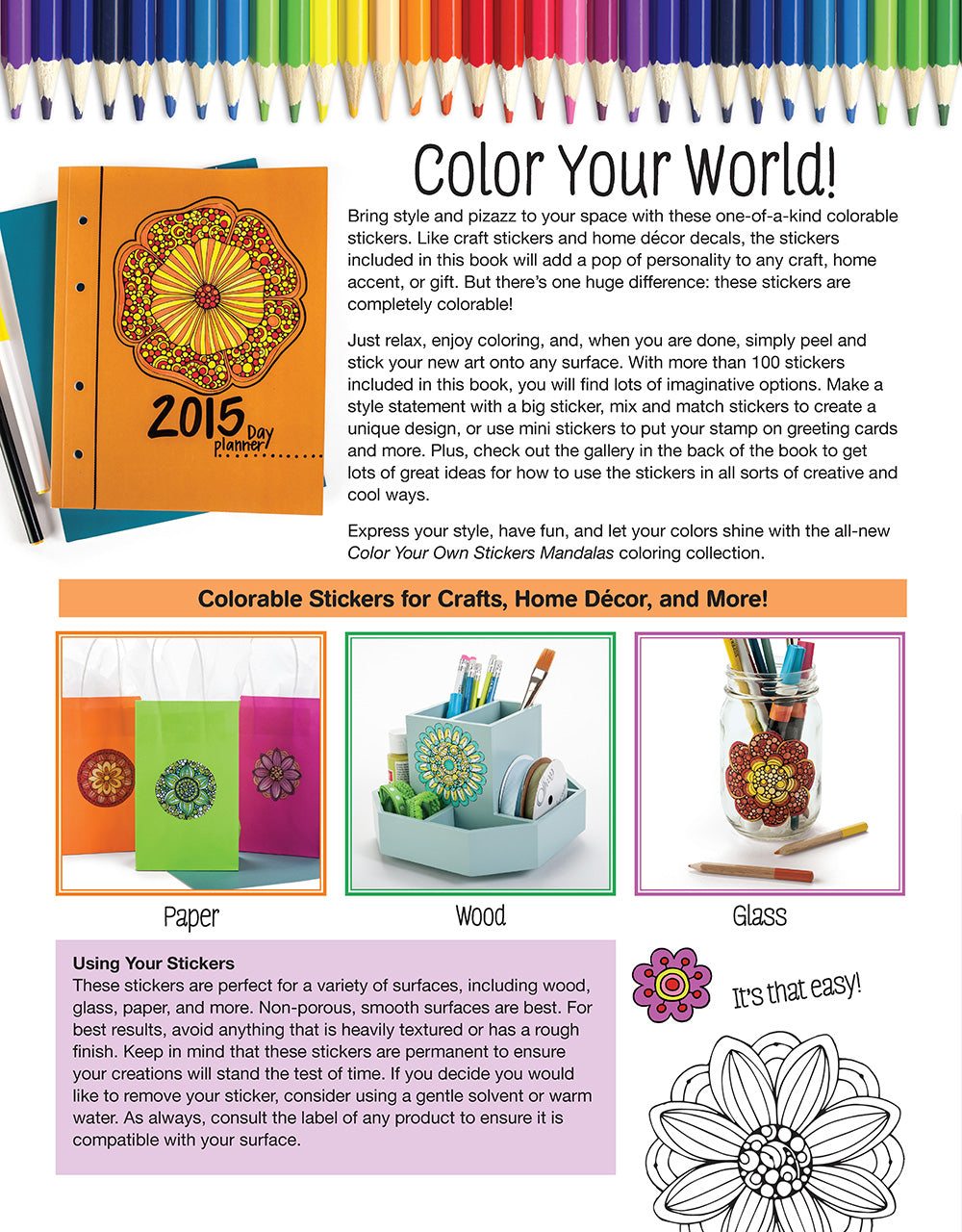 Color Your Own Stickers Mandalas - Fox Chapel Publishing Co.