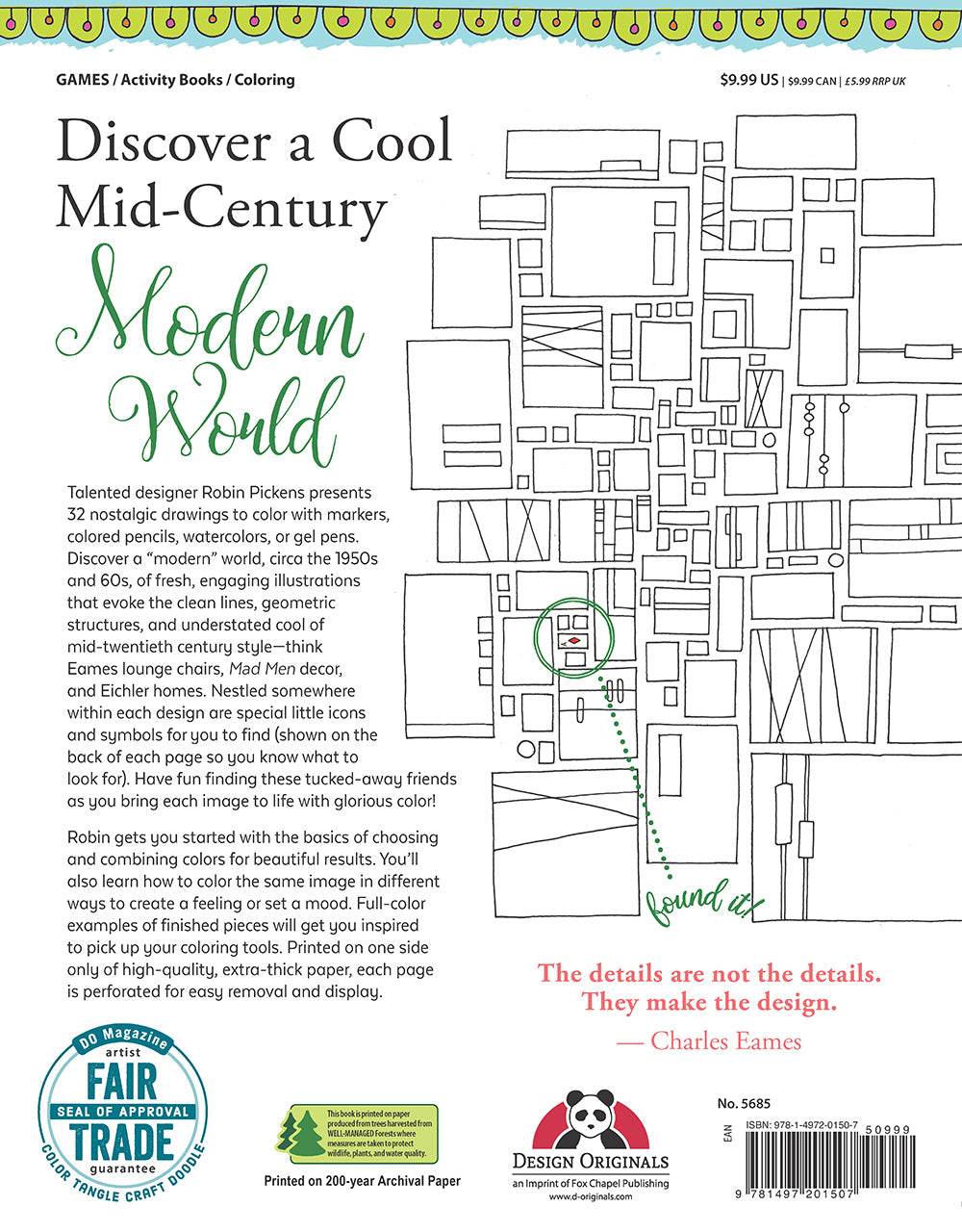 Seek, Color, Find Mid-Century Retro Designs - Fox Chapel Publishing Co.