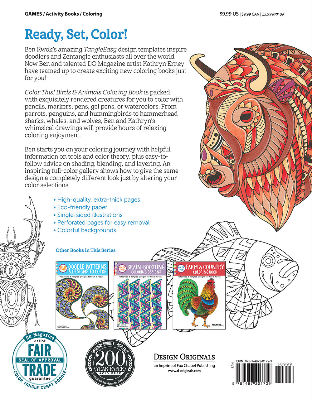 Color This! Birds & Animals Coloring Book - Fox Chapel Publishing Co.