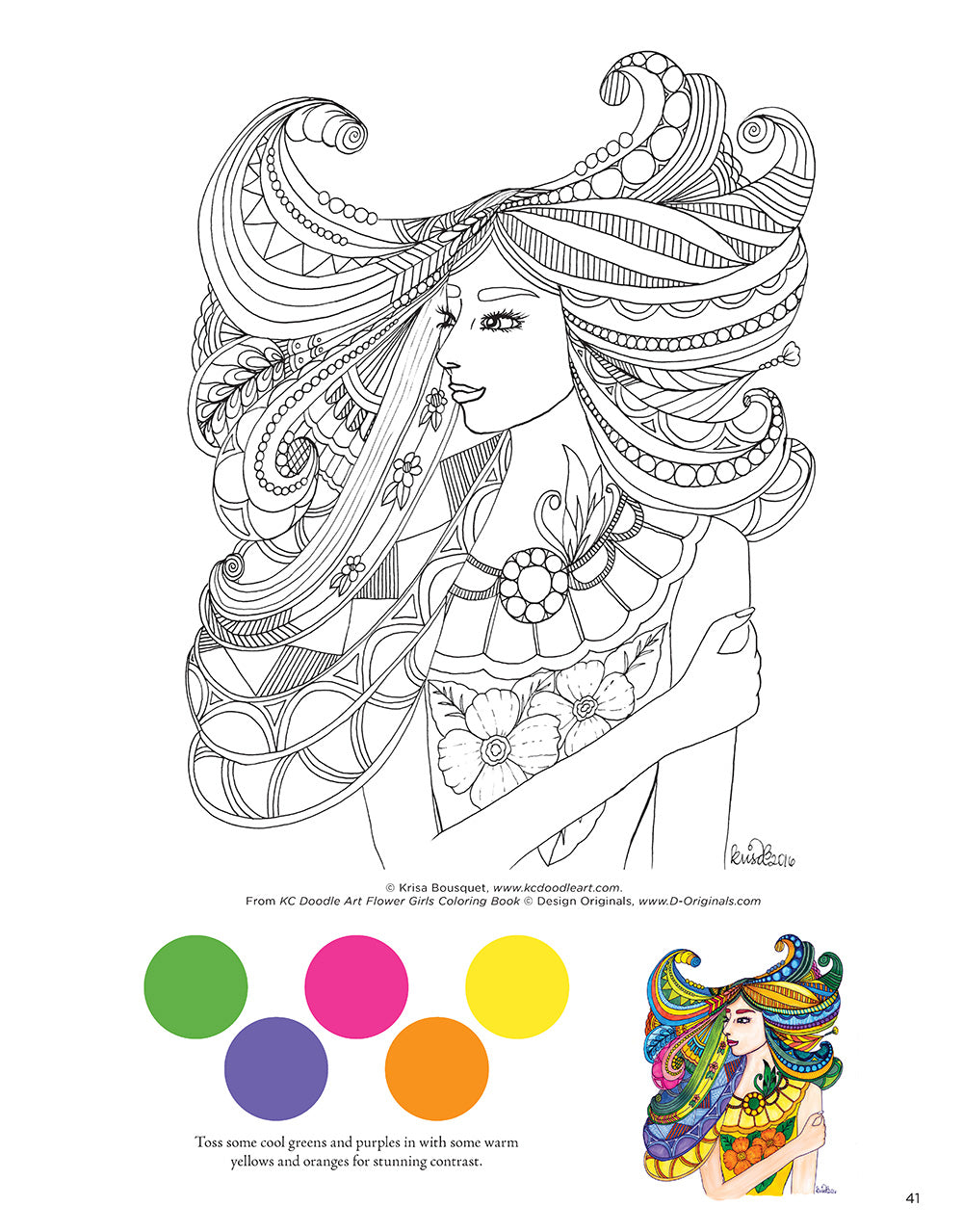 KC Doodle Art Flower Girls Coloring Book - Fox Chapel Publishing Co.
