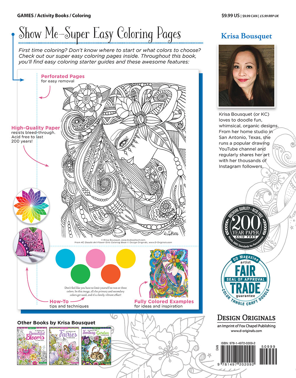 KC Doodle Art Flower Girls Coloring Book - Fox Chapel Publishing Co.
