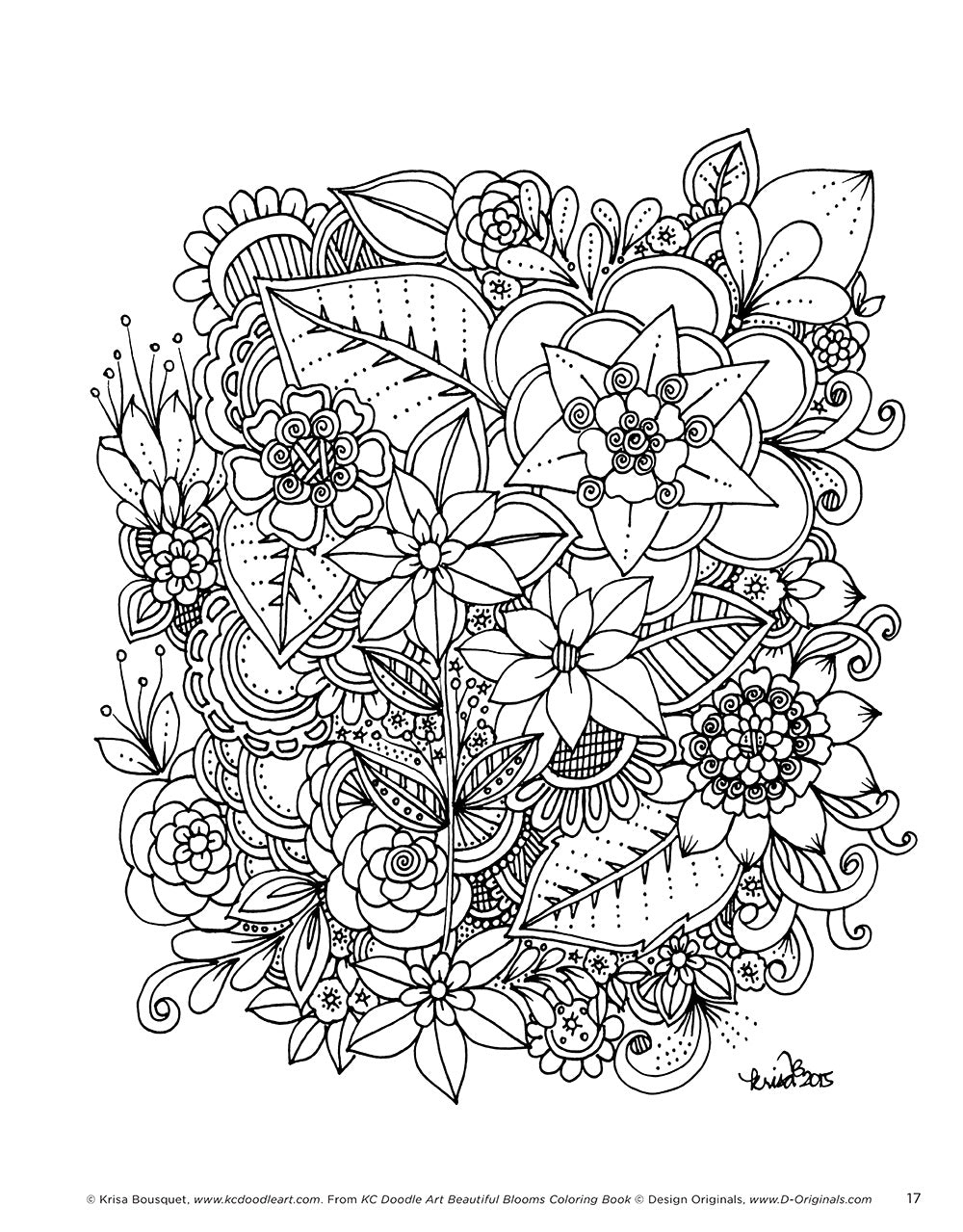 KC Doodle Art Beautiful Blooms Coloring Book