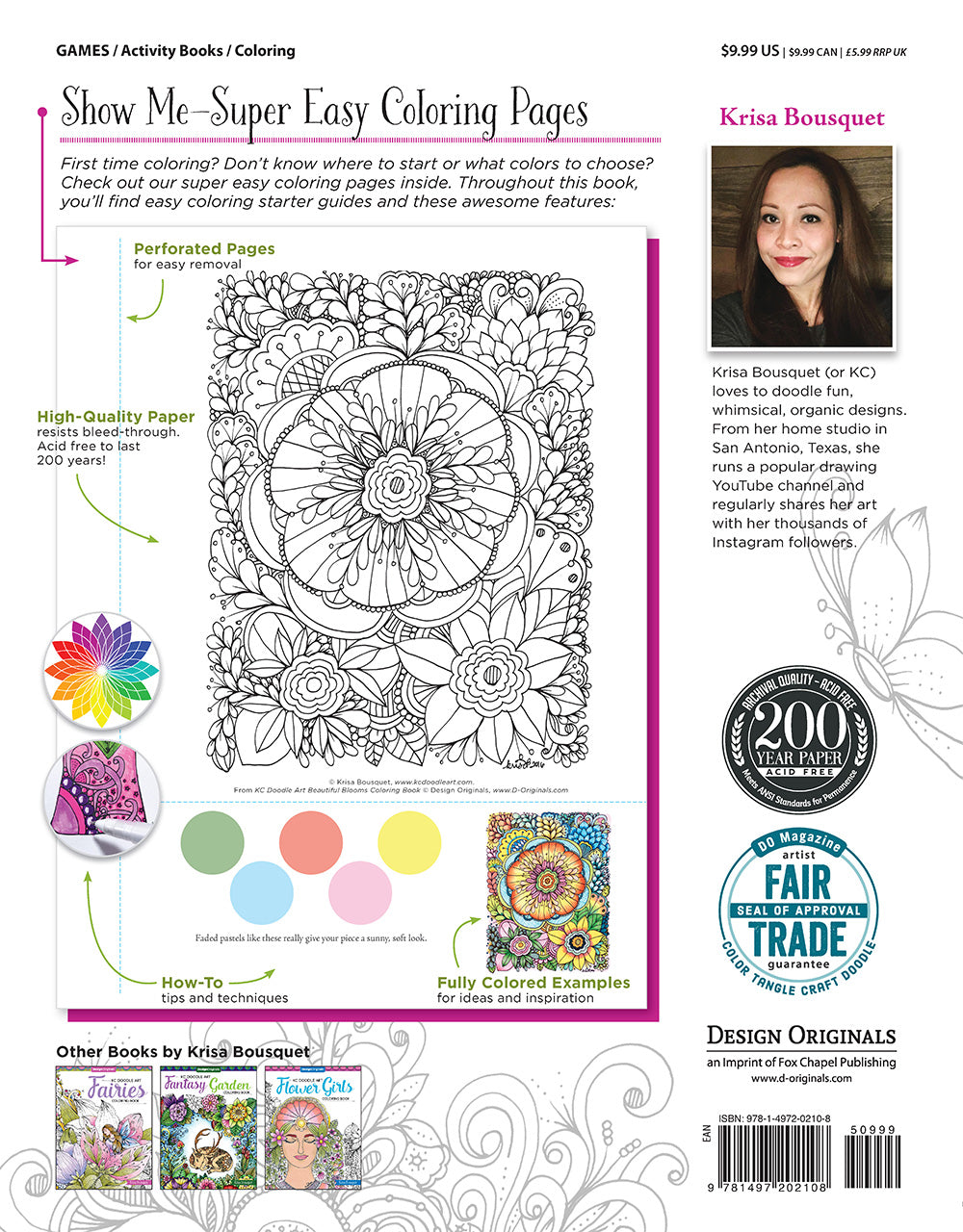 KC Doodle Art Beautiful Blooms Coloring Book - Fox Chapel Publishing Co.