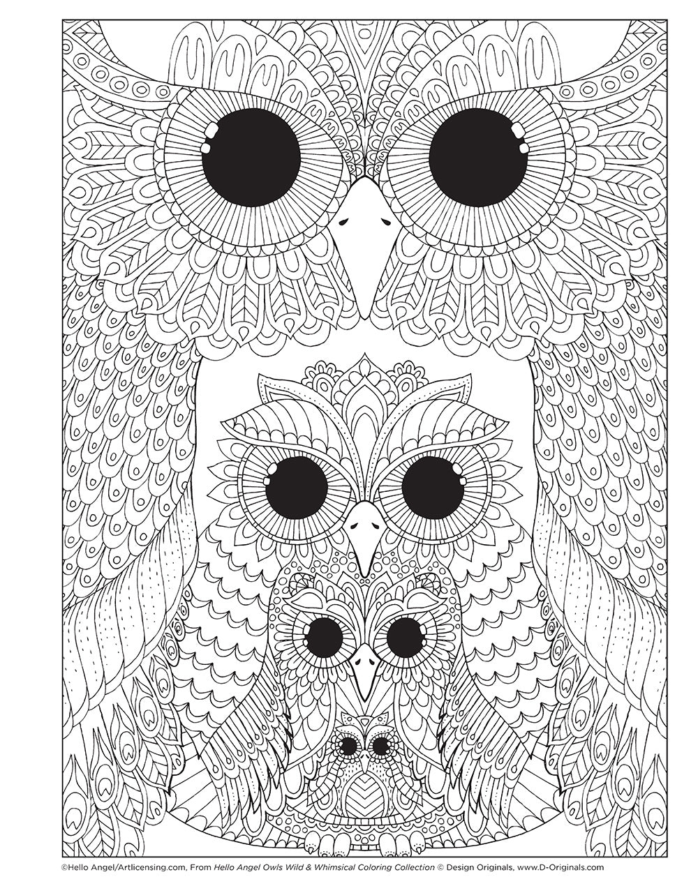 Hello Angel Owls Wild & Whimsical Coloring Collection