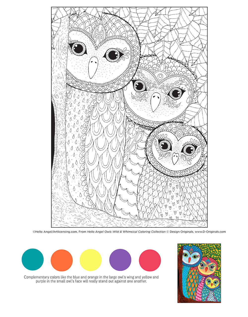 Hello Angel Owls Wild & Whimsical Coloring Collection - Fox Chapel Publishing Co.