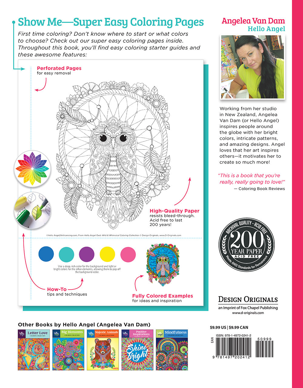 Hello Angel Owls Wild & Whimsical Coloring Collection - Fox Chapel Publishing Co.