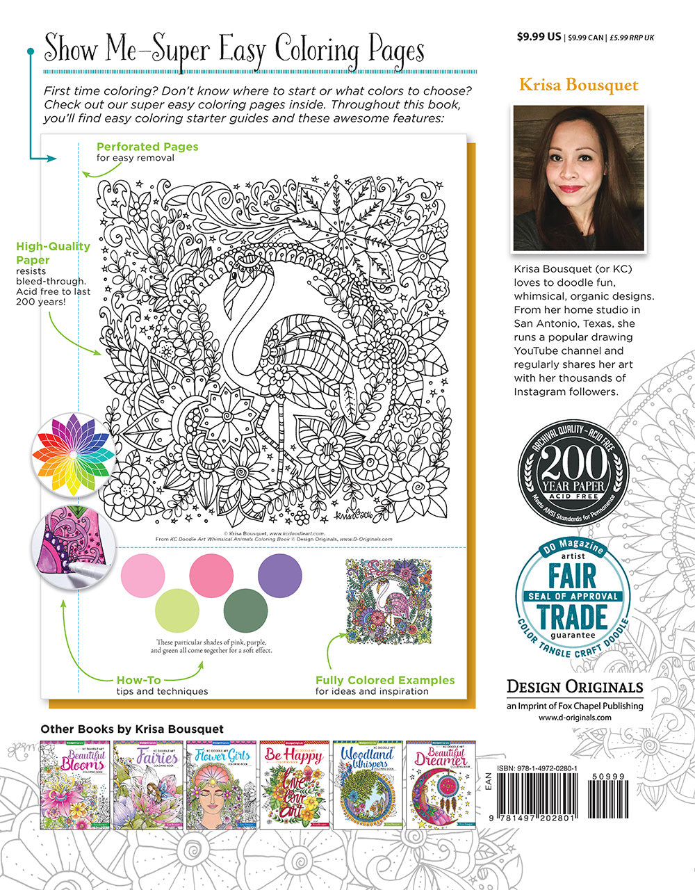 KC Doodle Art Whimsical Animals Coloring Book - Fox Chapel Publishing Co.