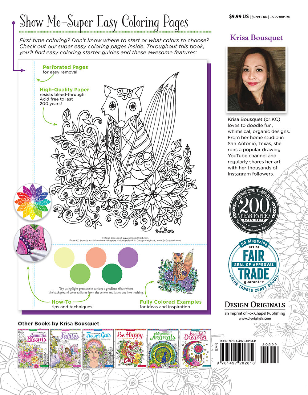 KC Doodle Art Woodland Whispers Coloring Book - Fox Chapel Publishing Co.