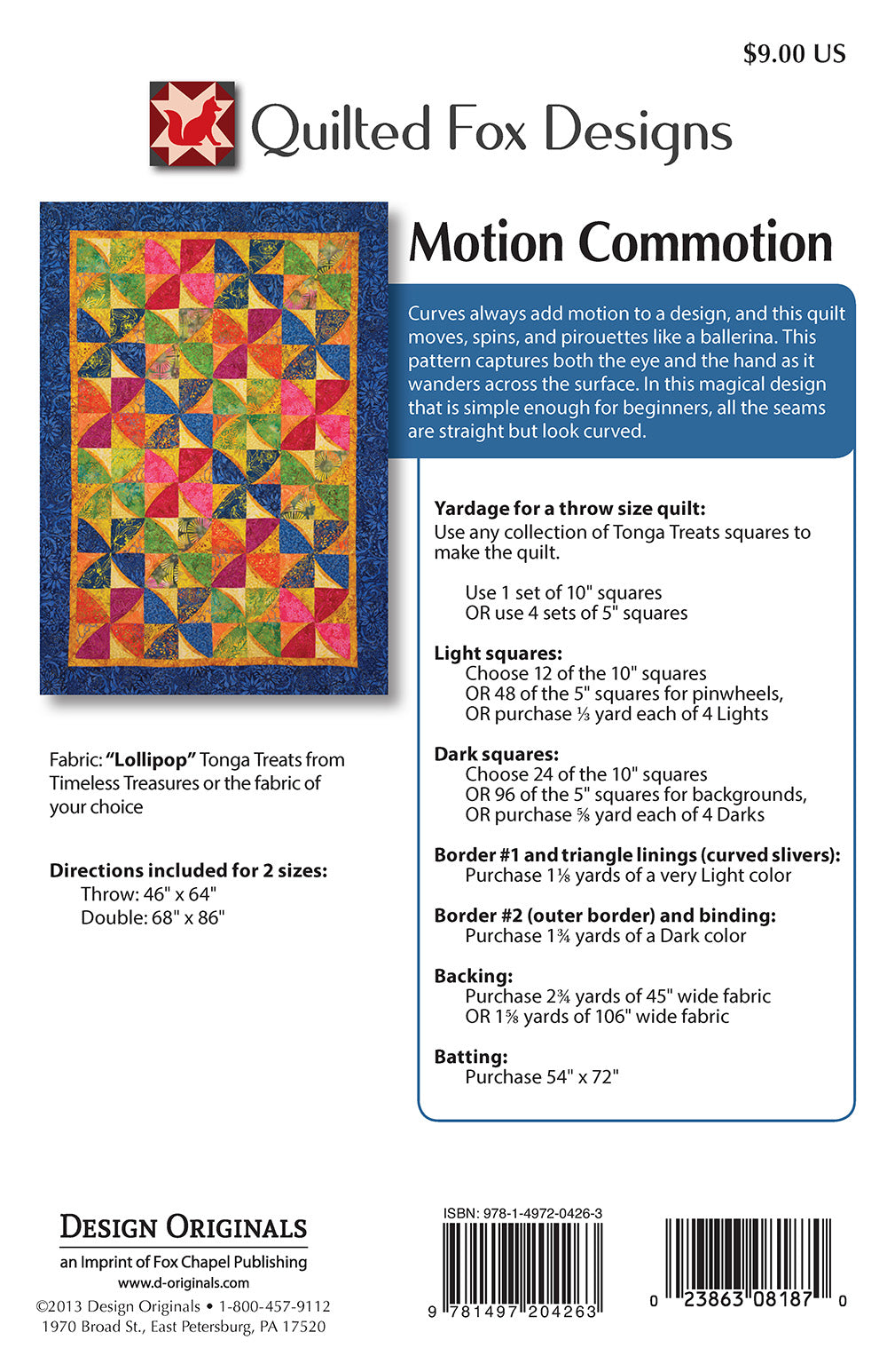 Motion Commotion Quilt Pattern - Fox Chapel Publishing Co.