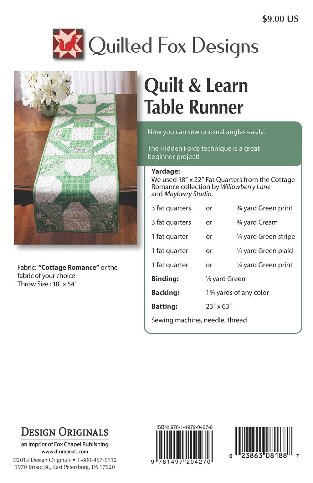 Quilt & Learn Table Runner Quilt Pattern - Fox Chapel Publishing Co.