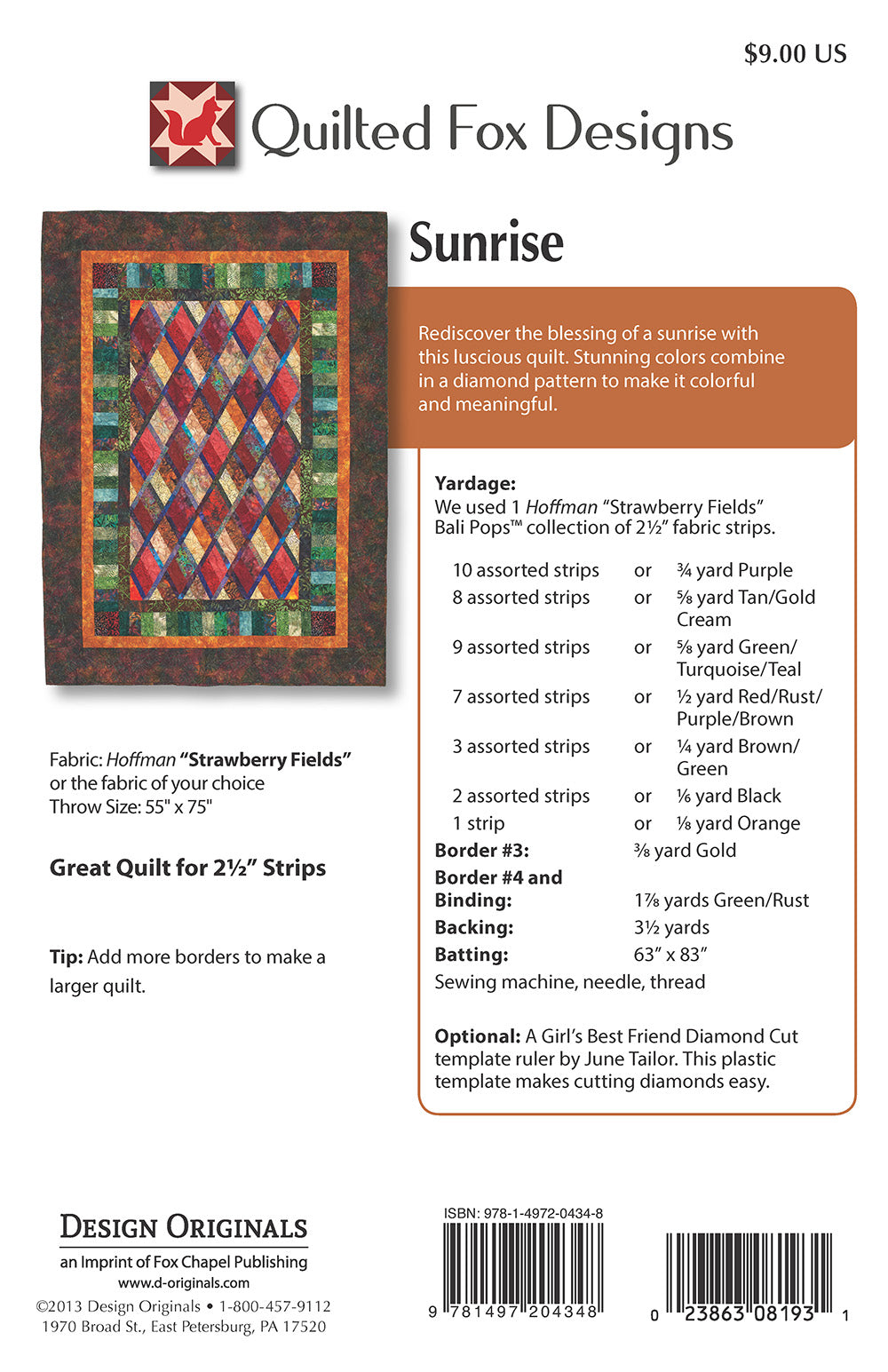 Sunrise Batiks Quilt Pattern - Fox Chapel Publishing Co.