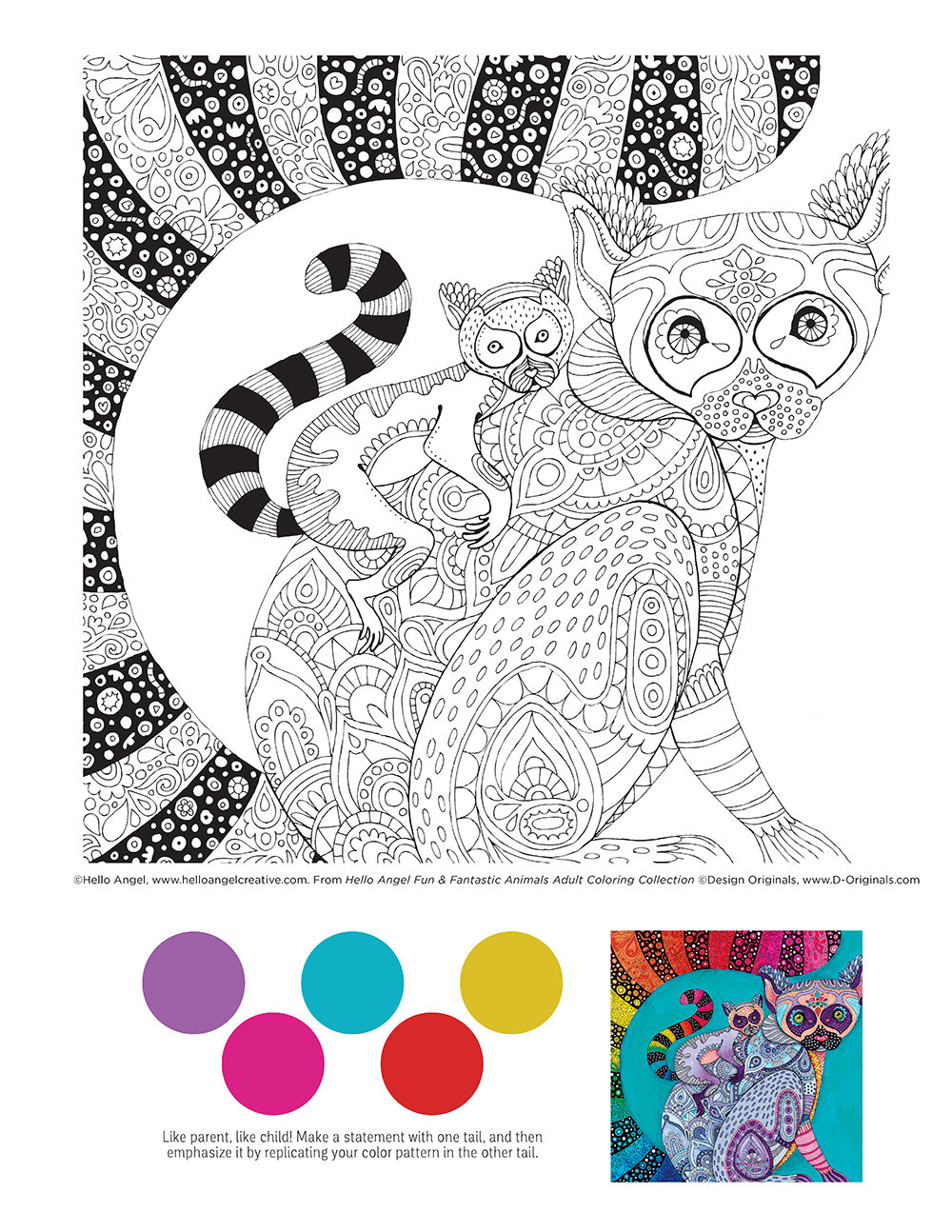 Hello Angel Fun & Fantastic Animals Adult Coloring Collection