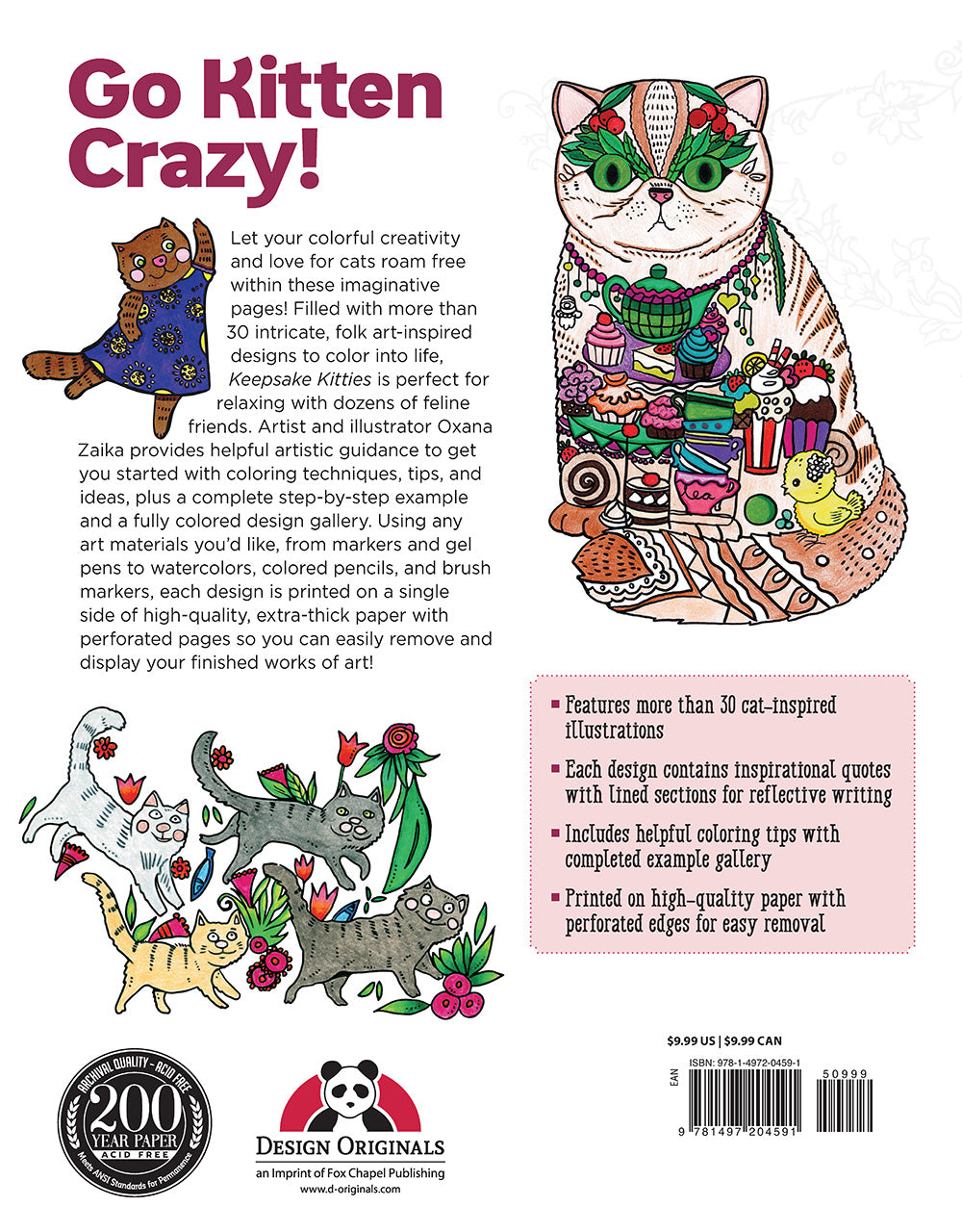Keepsake Kitties Coloring Book - Fox Chapel Publishing Co.