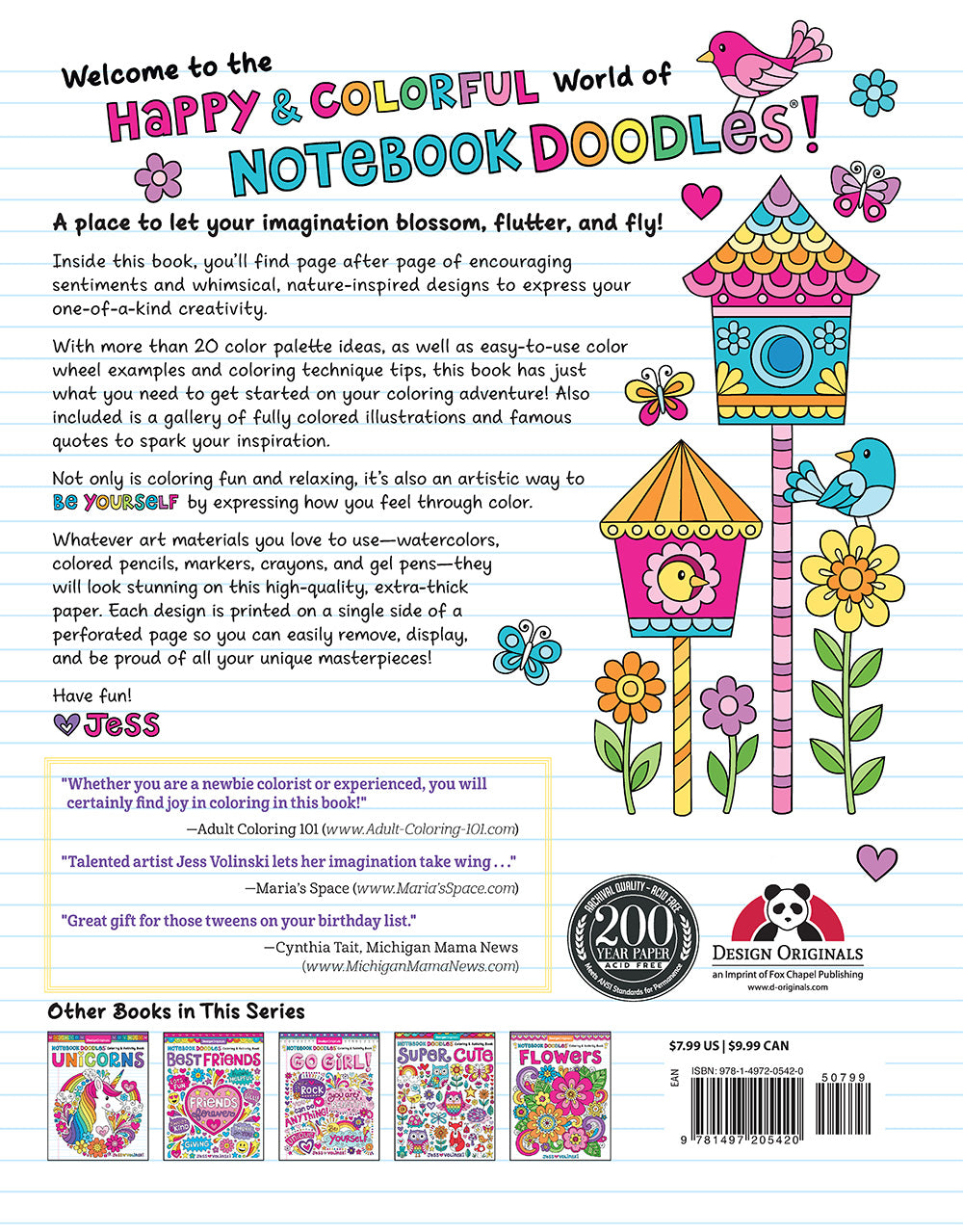 Notebook Doodles Birds, Blooms & Butterflies - Fox Chapel Publishing Co.