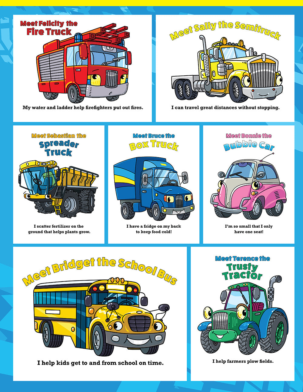 Super Cool Trucks, Tractors, and Cars Coloring Book