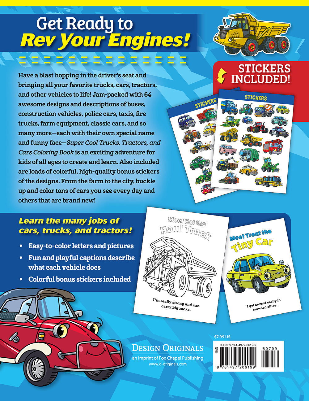 Super Cool Trucks, Tractors, and Cars Coloring Book - Fox Chapel Publishing Co.