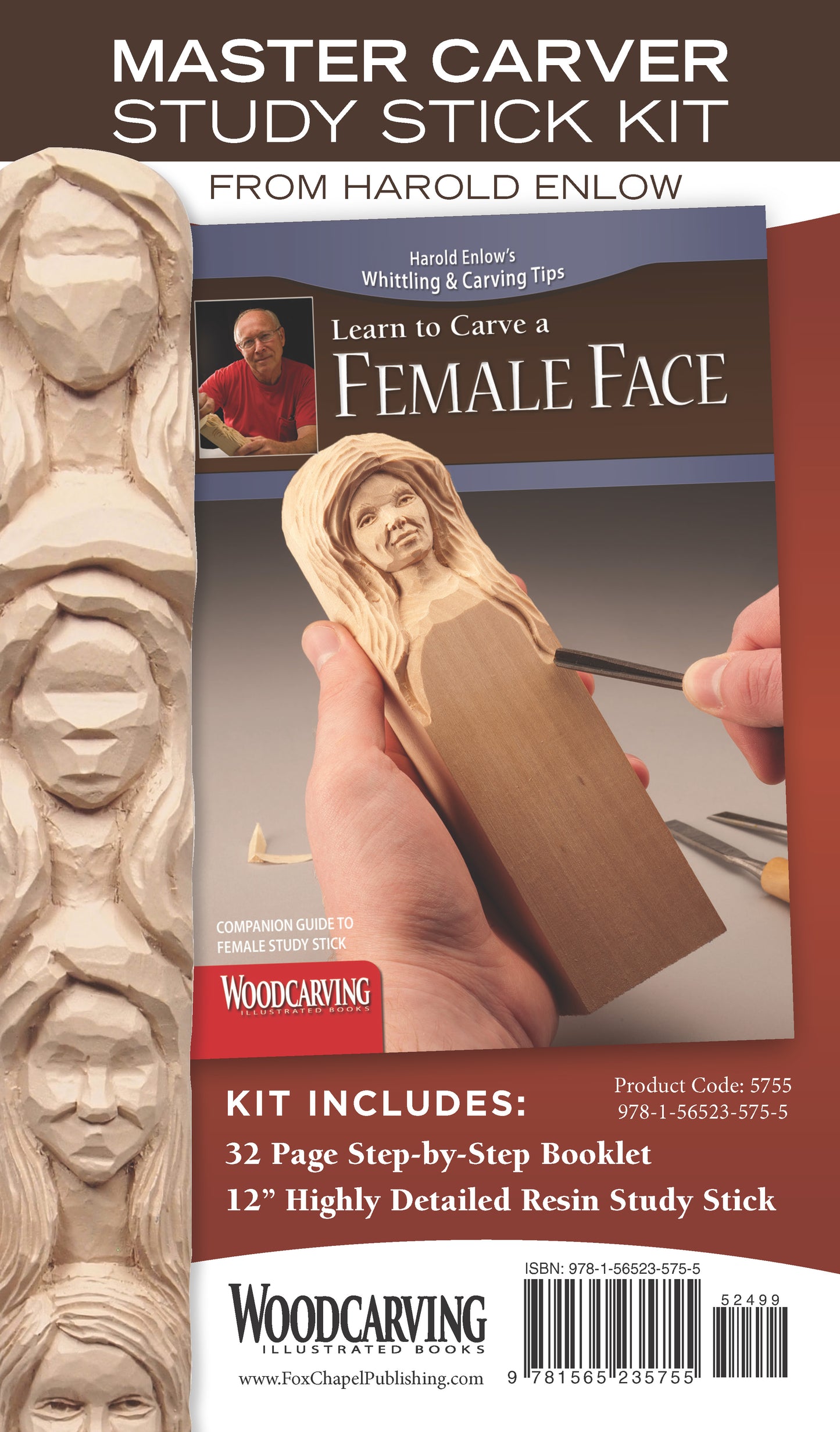 Female Face Study Stick Kit (Learn to Carve Faces with Harold Enlow) - Fox Chapel Publishing Co.