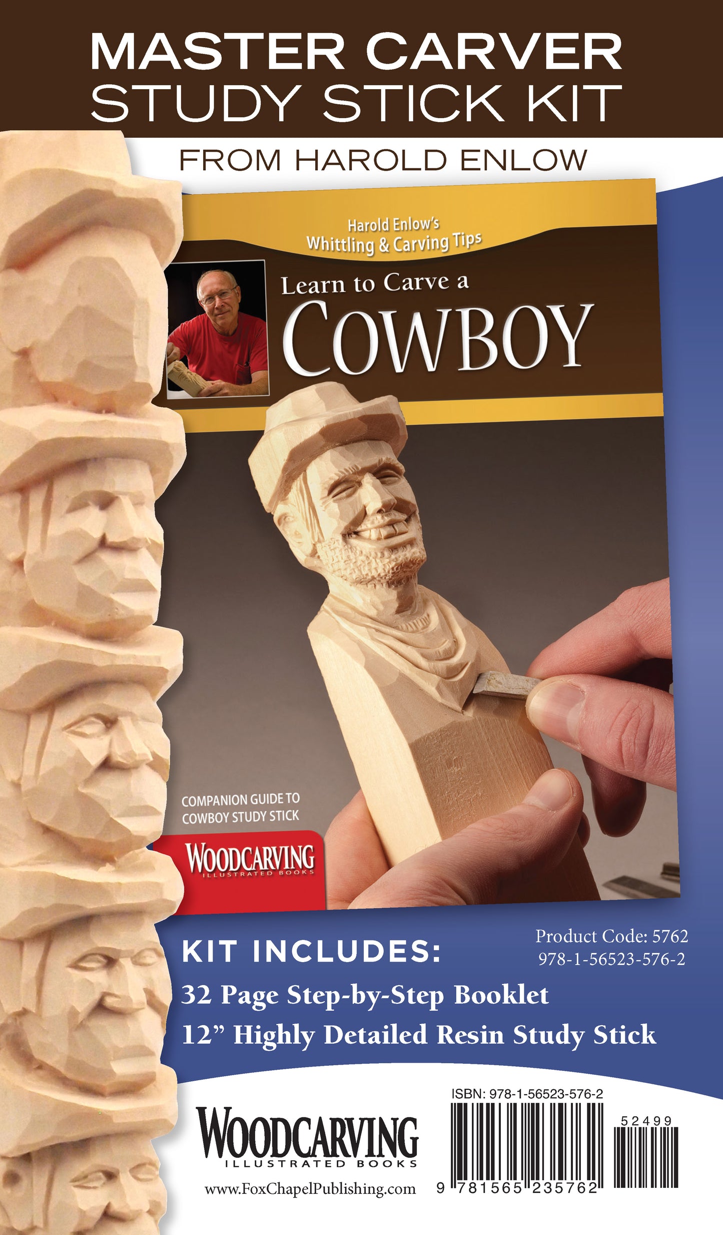 Cowboy Study Stick Kit (Learn to Carve Faces with Harold Enlow) - Fox Chapel Publishing Co.