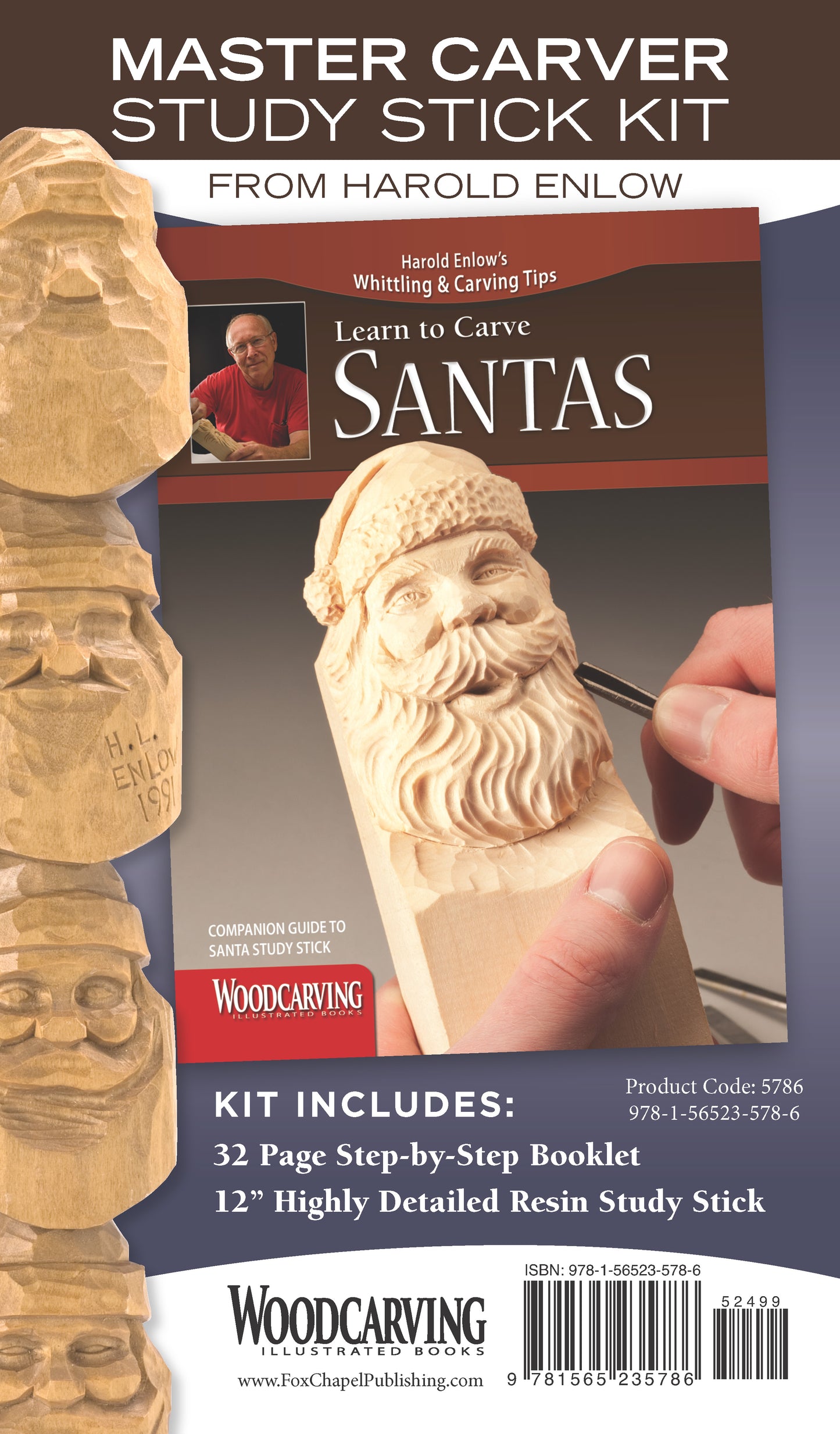 Santas Study Stick Kit (Learn to Carve Faces with Harold Enlow)