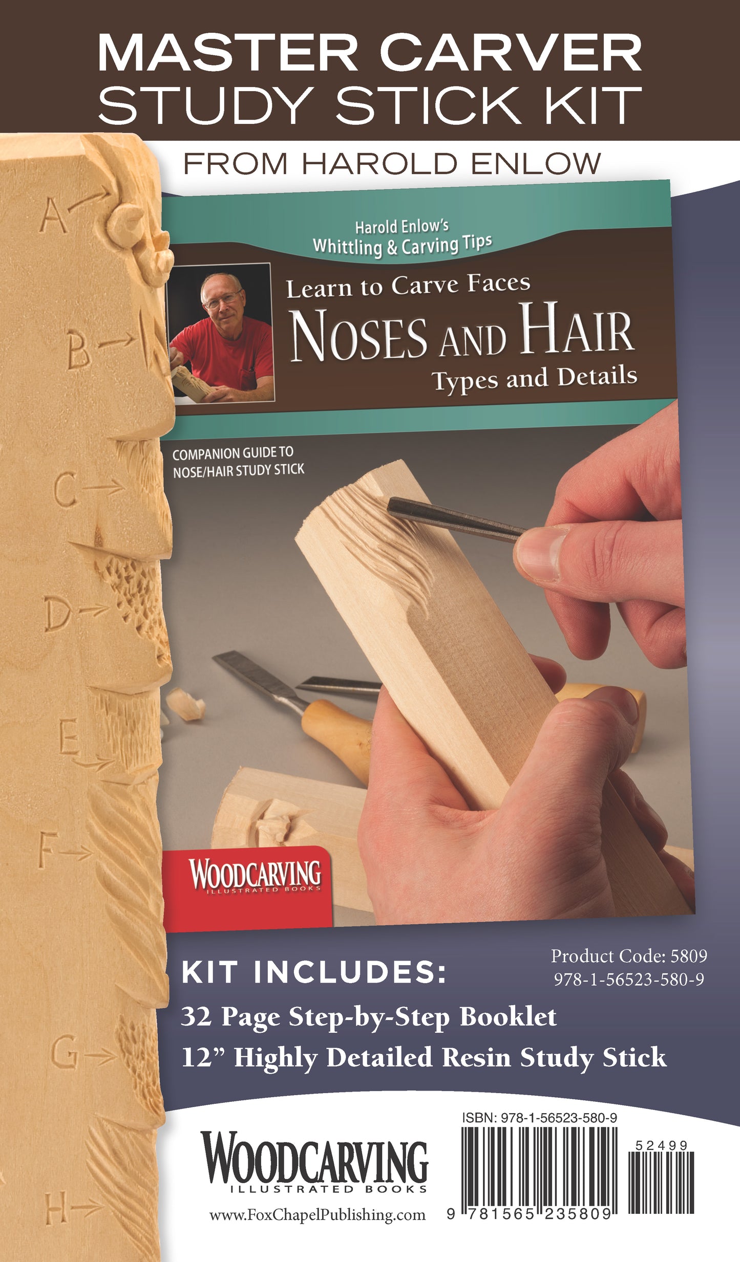 Noses and Hair Study Stick Kit (Learn to Carve Faces with Harold Enlow) - Fox Chapel Publishing Co.