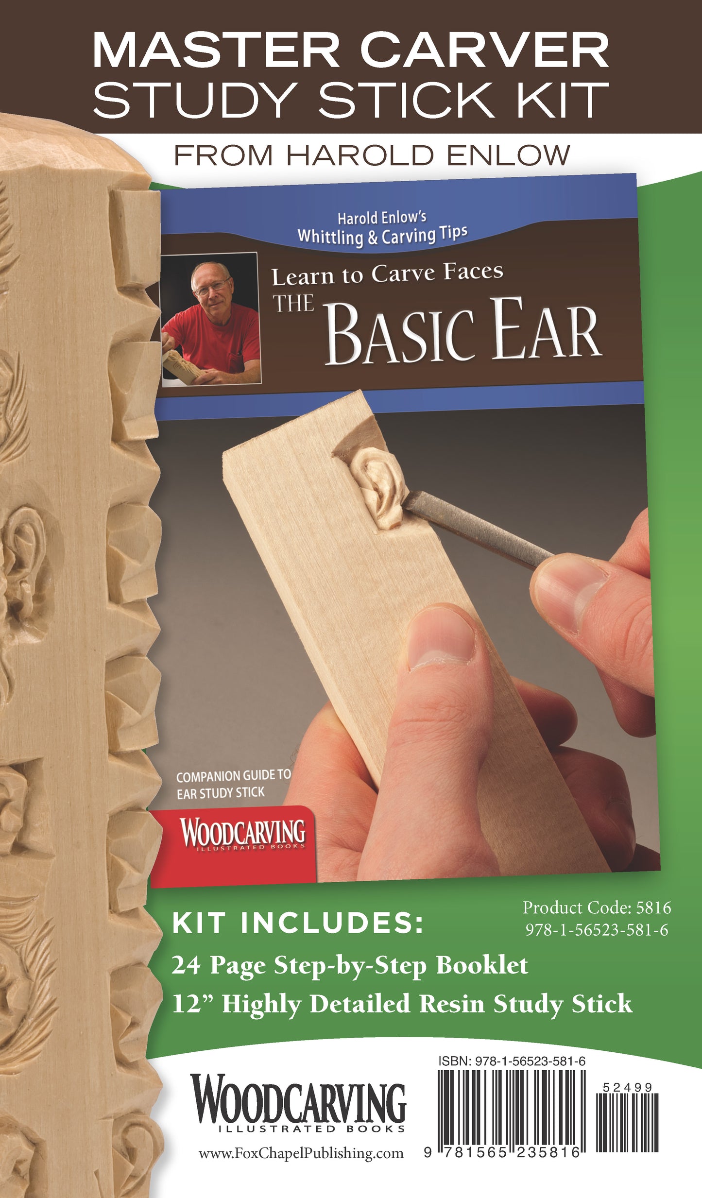 Basic Ear Study Stick Kit (Learn to Carve Faces with Harold Enlow) - Fox Chapel Publishing Co.