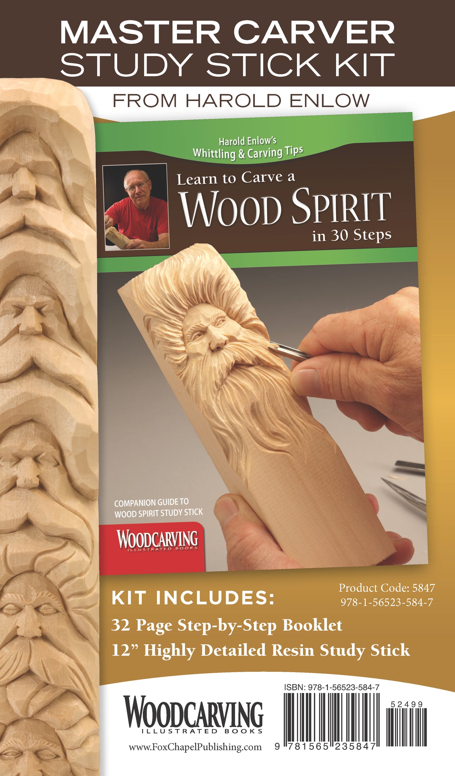 Wood Spirit Study Stick Kit (Learn to Carve Faces with Harold Enlow) - Fox Chapel Publishing Co.