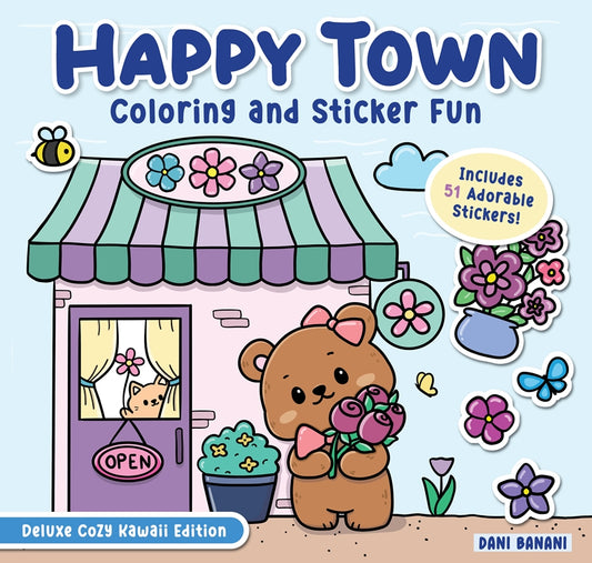 Happy Town Coloring and Sticker Fun
