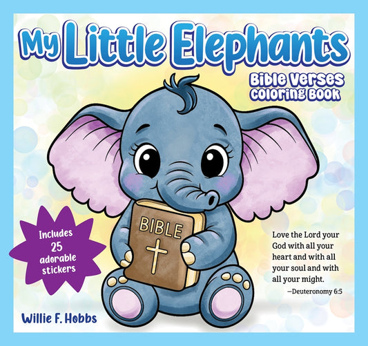 Faith-based coloring book for preschoolers with friendly elephant illustrations