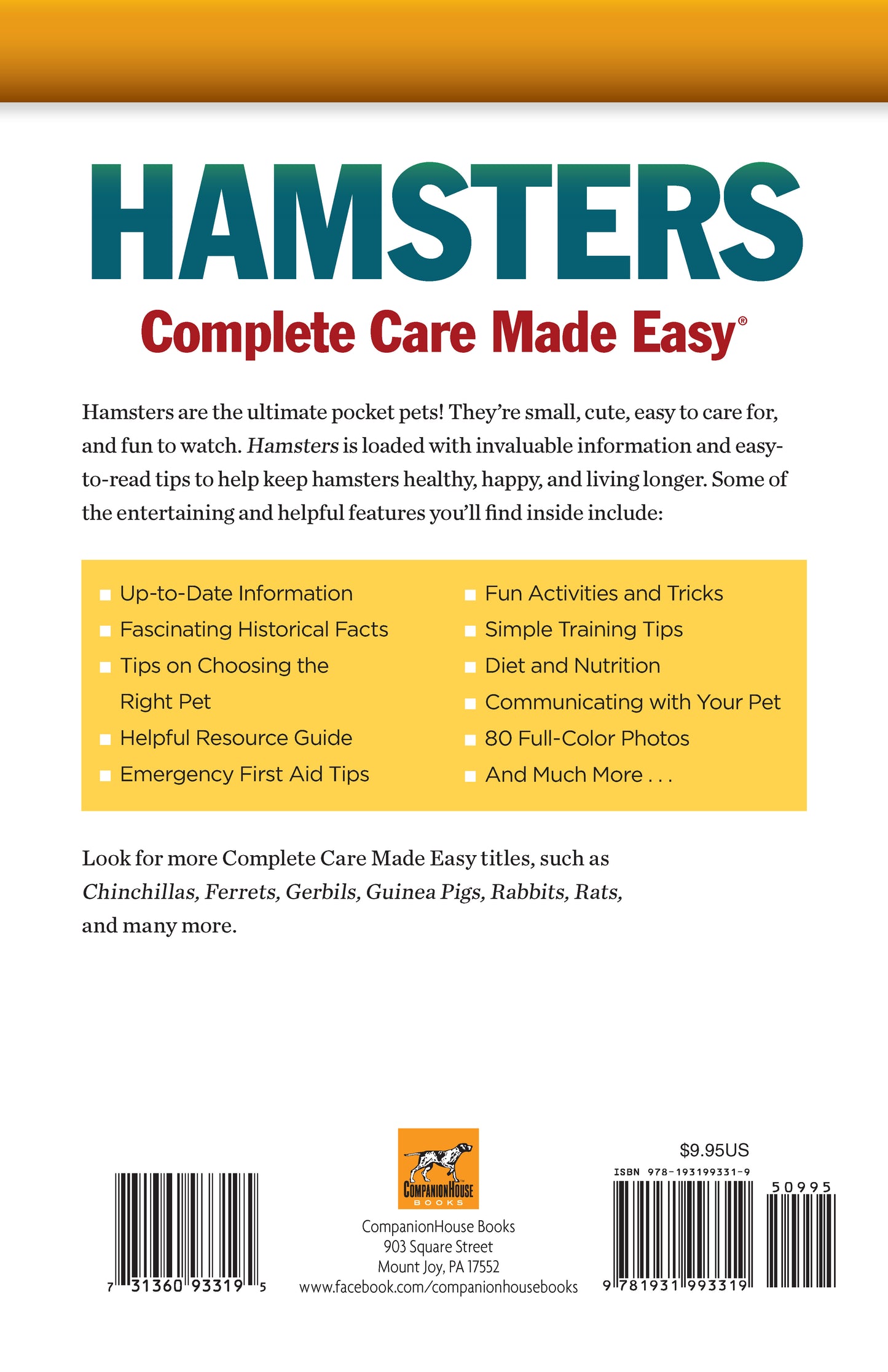 Complete Care Made Easy, Hamsters - Fox Chapel Publishing Co.