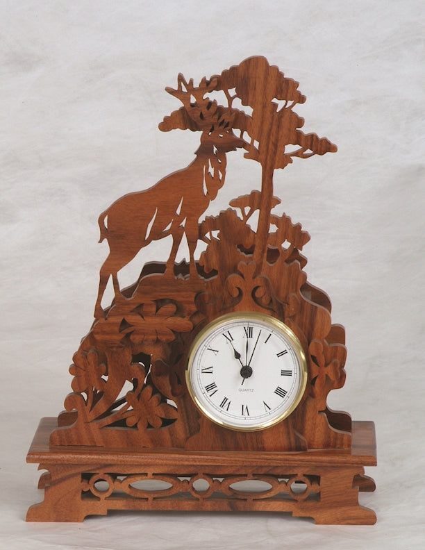 Shelf Clock Deer Pattern