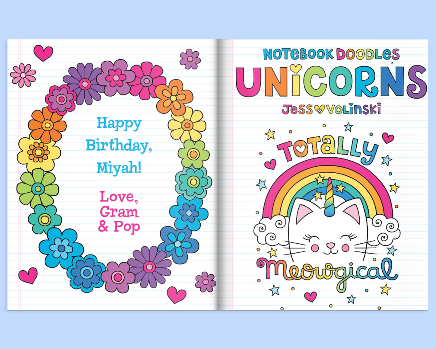 Notebook Doodles Unicorns Customized