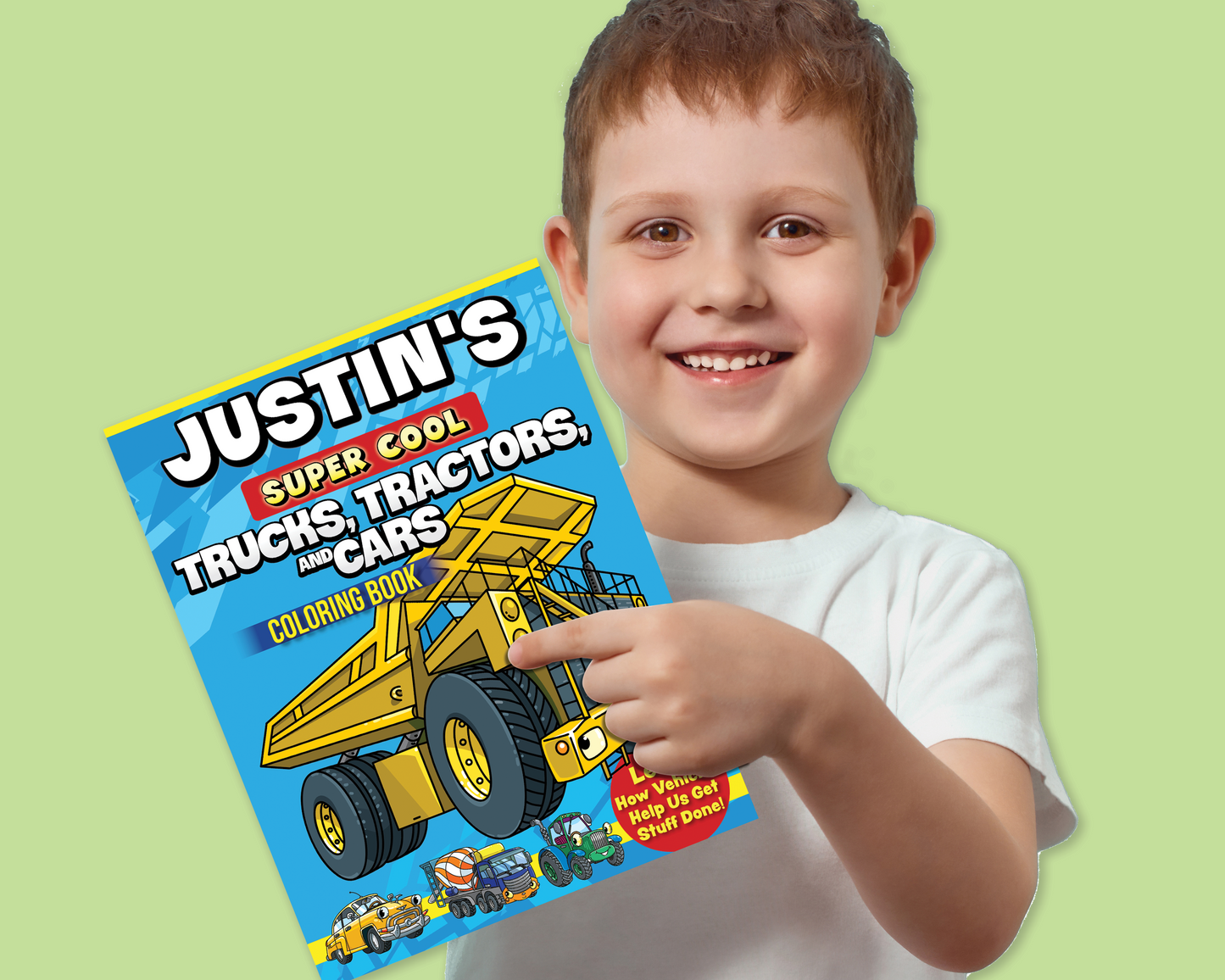 Super Cool Trucks, Tractors. and Cars Coloring Book Customized