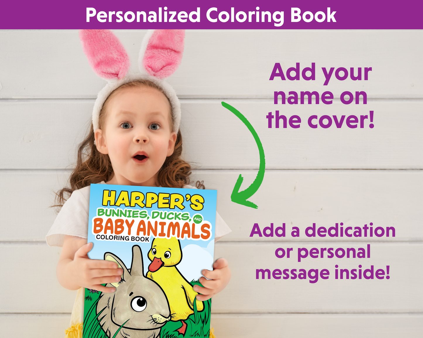 Bunnies, Ducks, and Baby Animals Coloring Book Customized