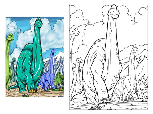 Brachiosaurus Dinosaur 18x24 Coloring Poster - Fox Chapel Publishing Co.