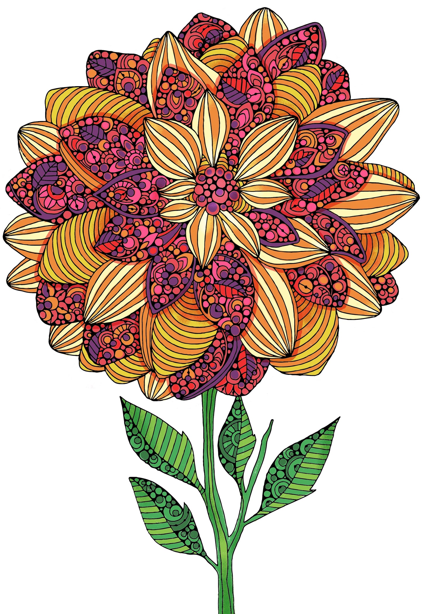 Set of 3, 24x36 Coloring Posters: Lily, Sunflower & Dahlila – 25% Savings When Purchased as a Set - Fox Chapel Publishing Co.