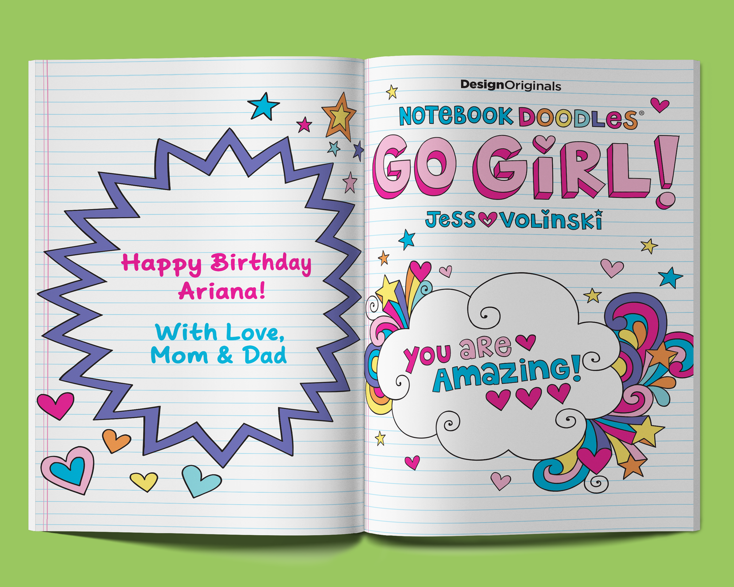 Notebook Doodles Go Girl! Customized