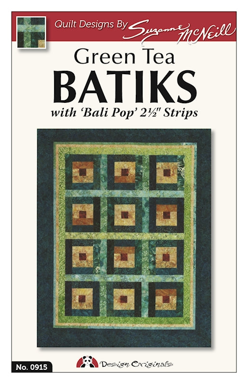 Green Tea Batiks with 'Bali Pop' or 2 1/2' Strips Pattern