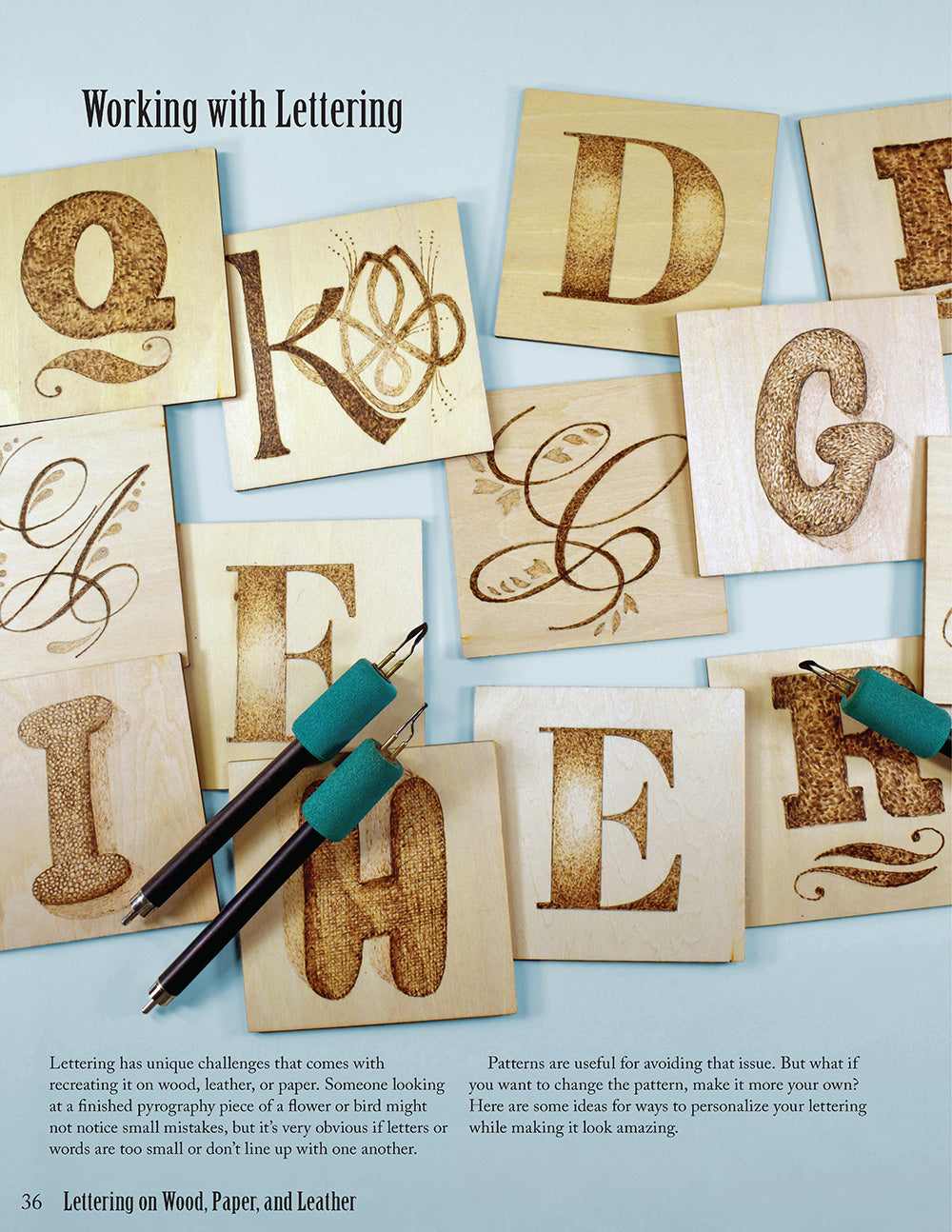 Wood Print Lettering Lettering on Wood, Paper, and Leather