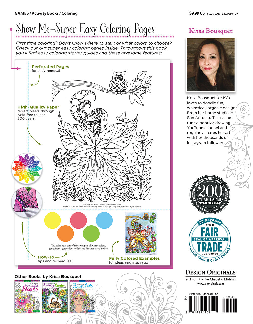 KC Doodle Art Fairies Coloring Book