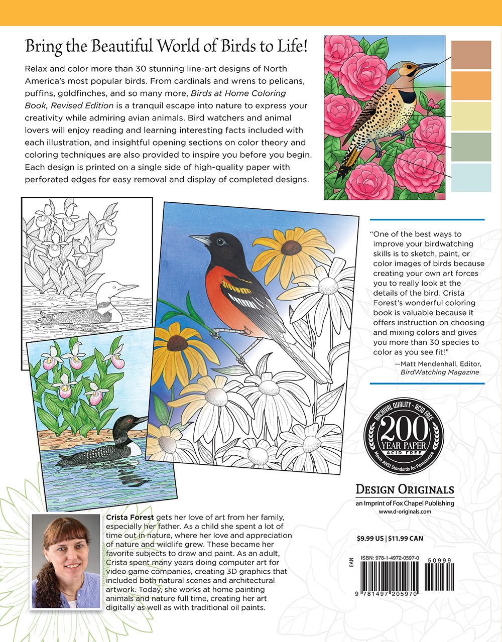 Birds at Home Coloring Book (Revised Edition): Discover Interesting Facts about Cardinals, Robins, Bluebirds, and 30 More of Your Favorite Birds from USA and Canada [Book]