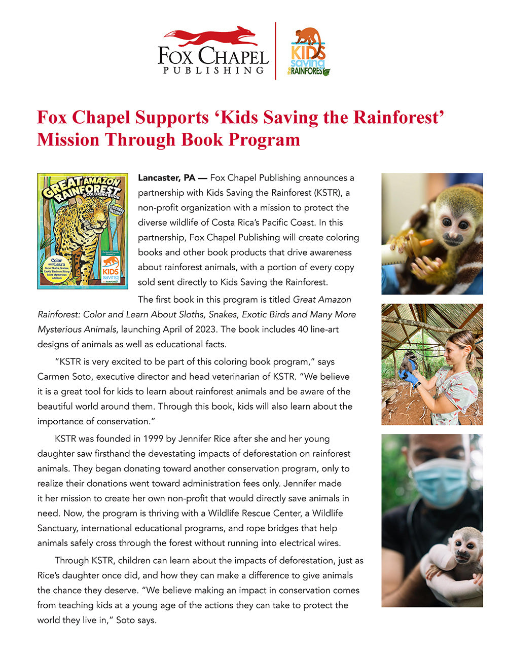 Great Amazon & Rainforest Coloring Book (with stickers) - Fox Chapel Publishing Co.
