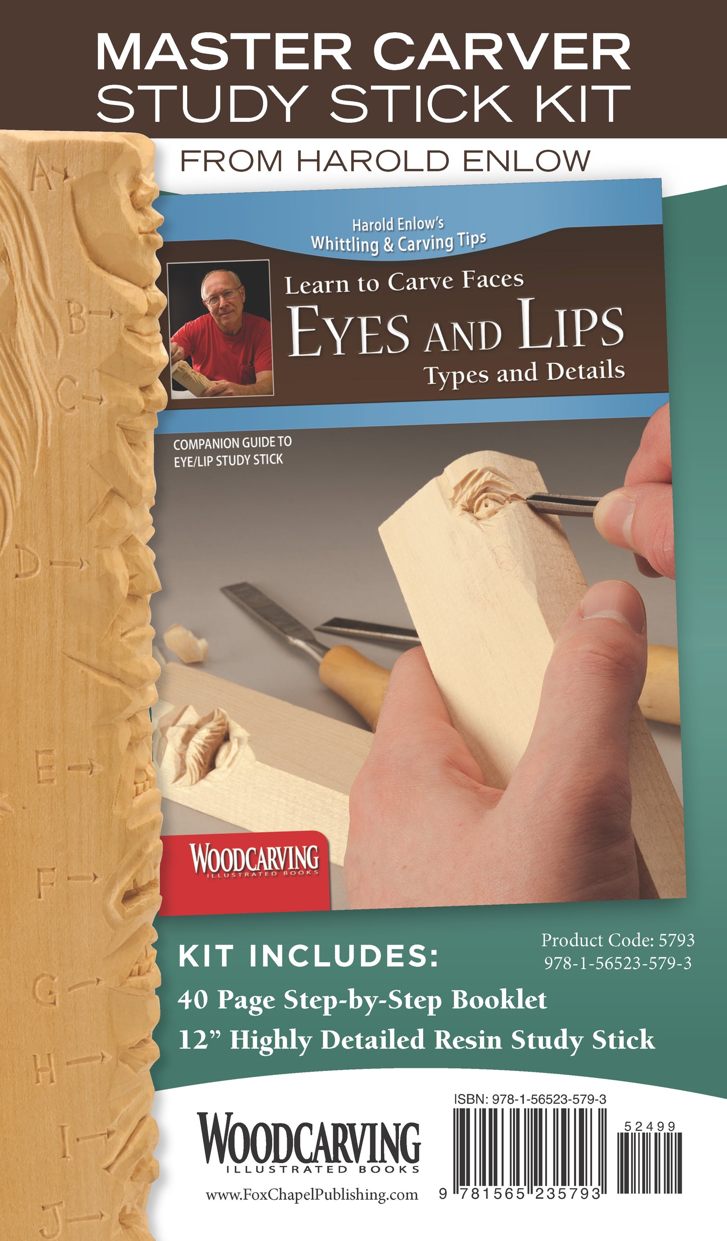 Eyes and Lips Study Stick Kit (Learn to Carve Faces with Harold Enlow)