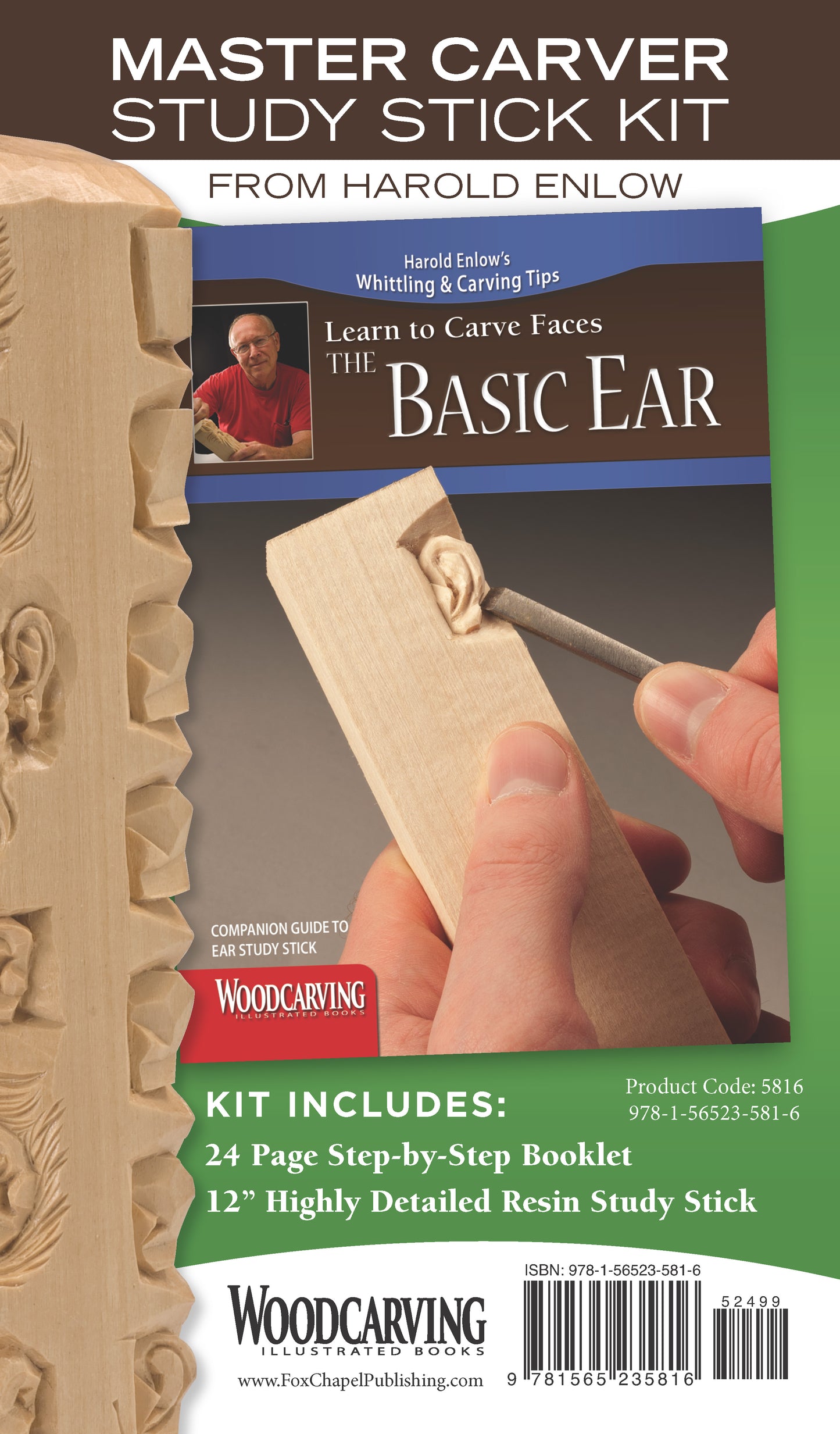 Basic Ear Study Stick Kit (Learn to Carve Faces with Harold Enlow)