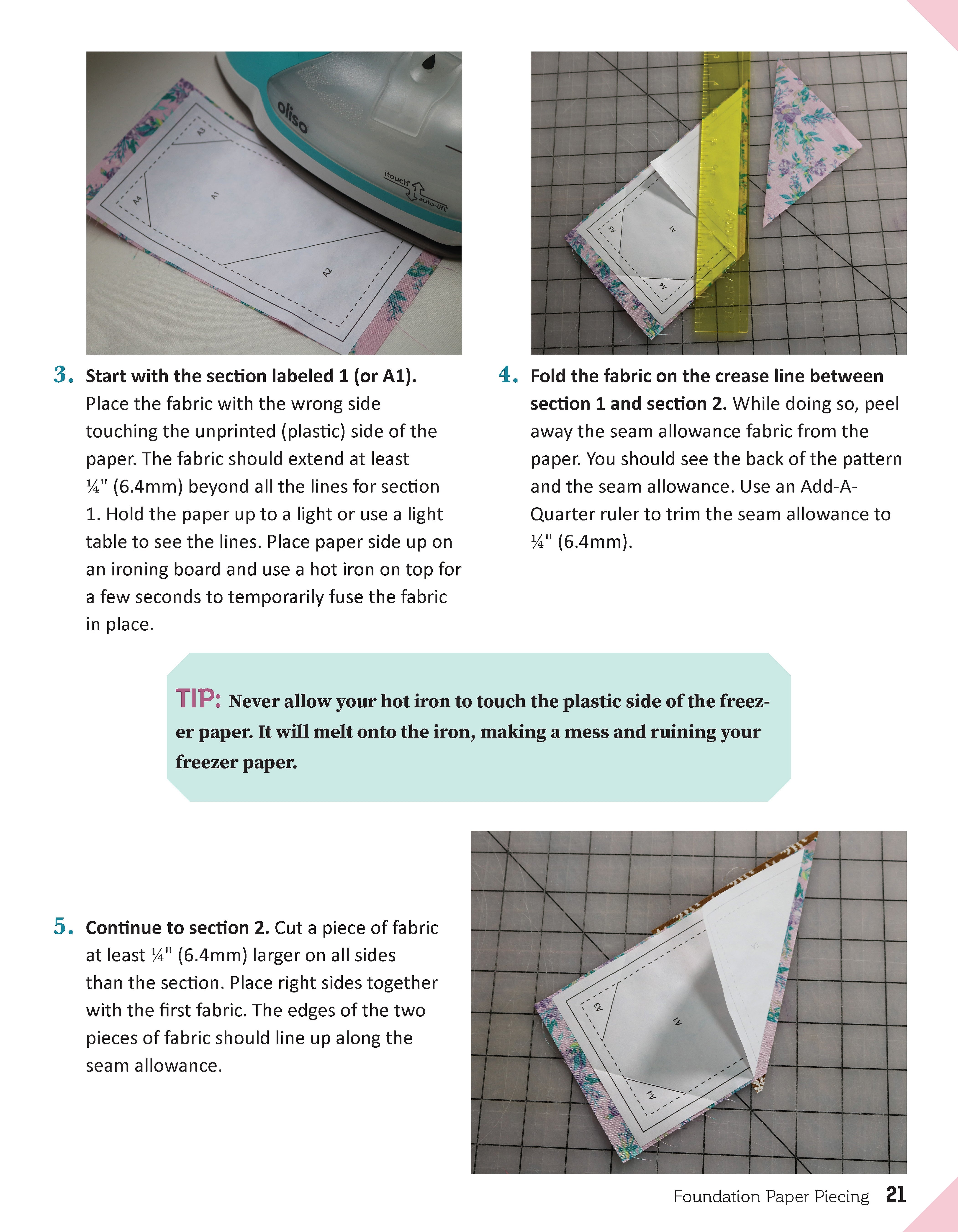 Easily Fold and Trim Using an Add a Quarter Ruler for Foundation Paper  Piecing in your Quilts 