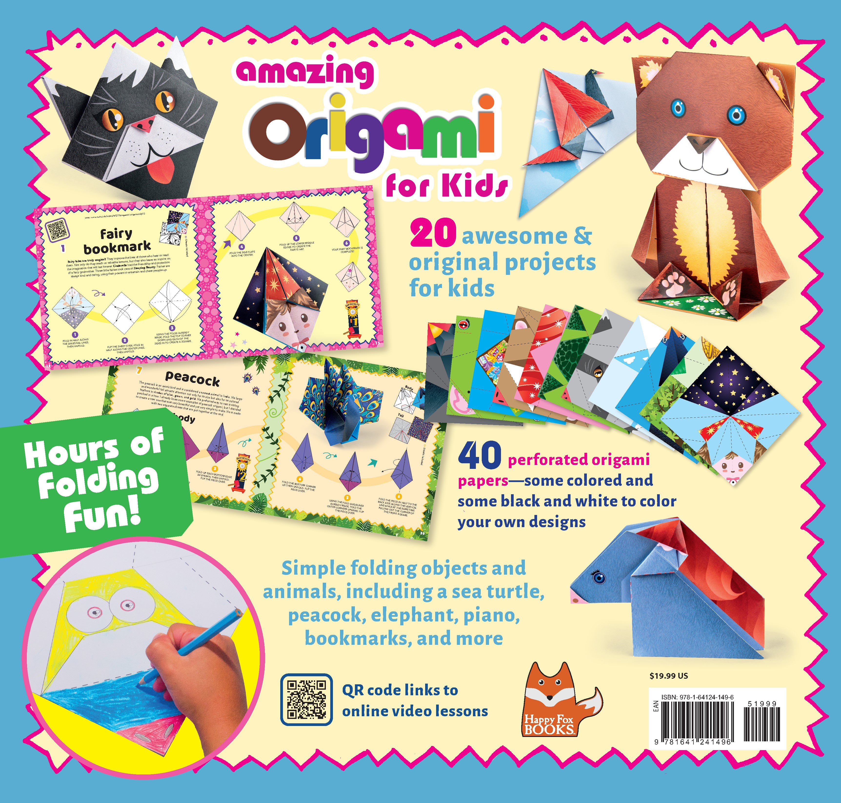 Amazing Origami for Kids: 20 Easy Patterns with 40 Sheets of Colored and Color-Your-Own Paper