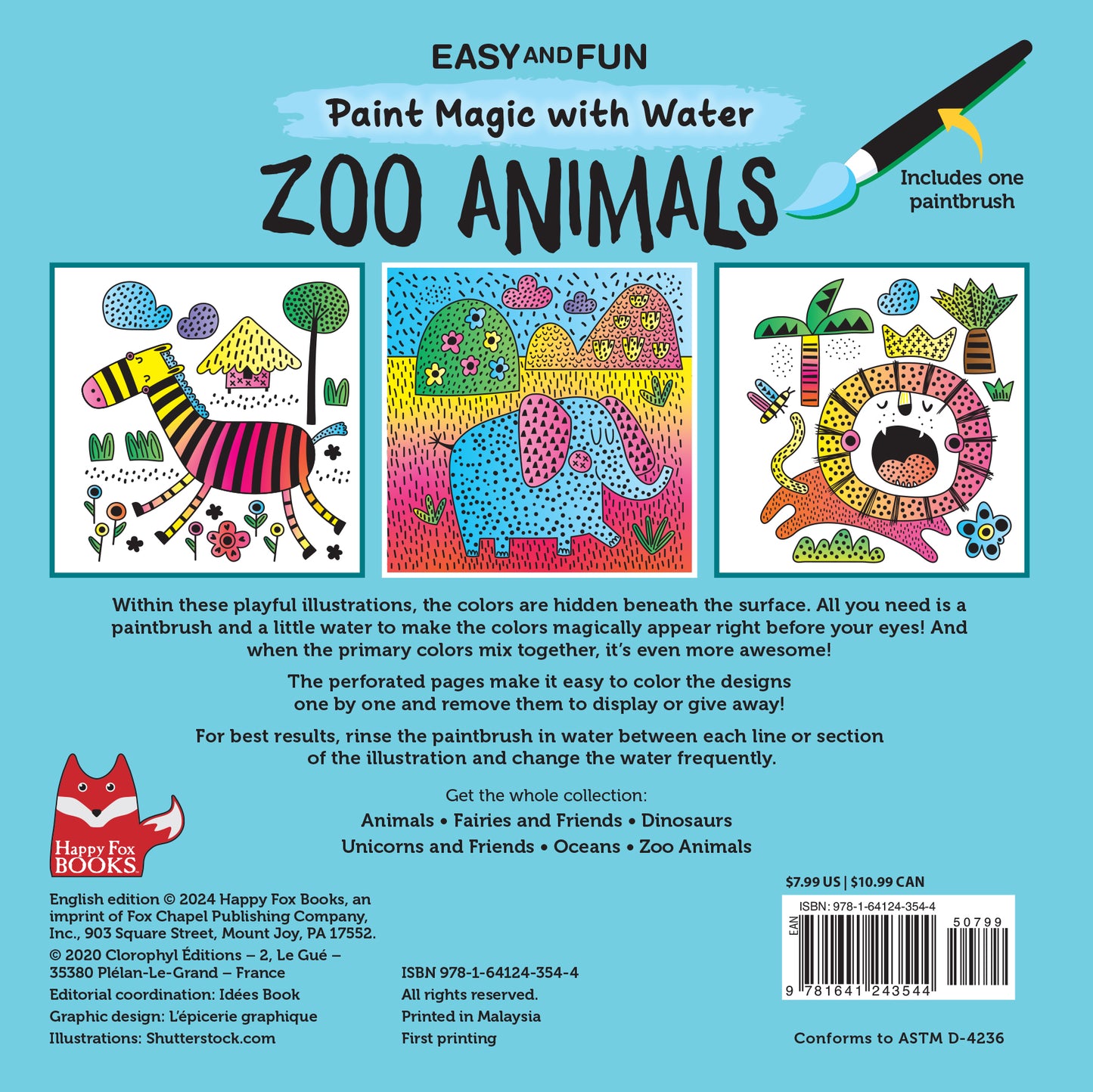 Easy and Fun Paint Magic with Water:  Zoo Animals