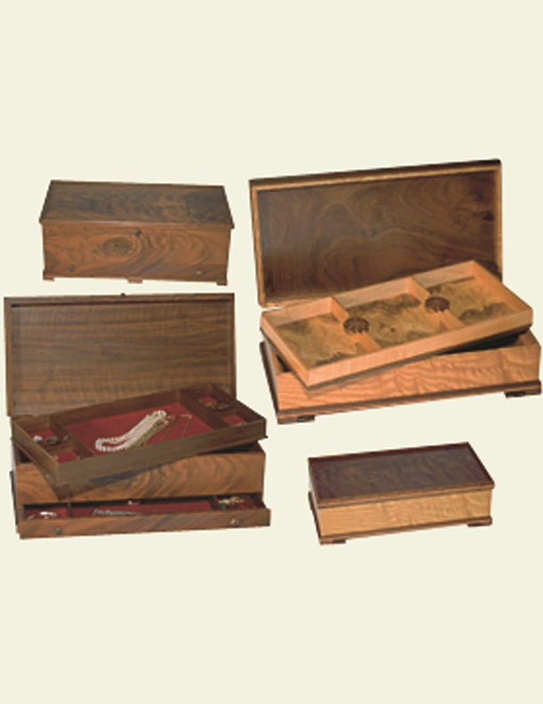 Jewelry Box Combo-Walnut Flame Crotch and English Black Walnut Jewelry Boxes Plan