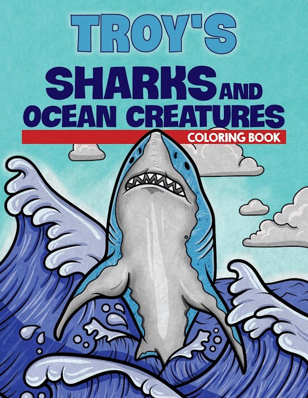 Sharks and Ocean Creatures Coloring Book Customized